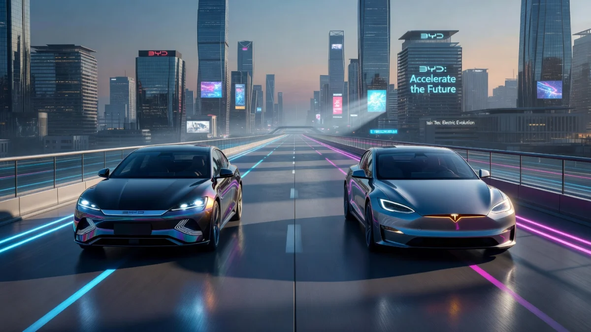 BYD et Tesla face à face, deux géants du véhicule électrique mondial en 2026