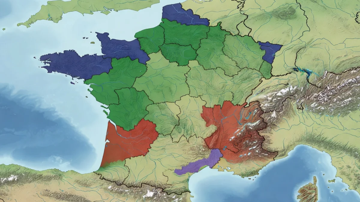 Carte des 18 régions de France métropolitaine et d'outre-mer