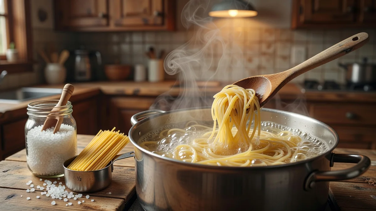 Pâtes al dente dans une casserole