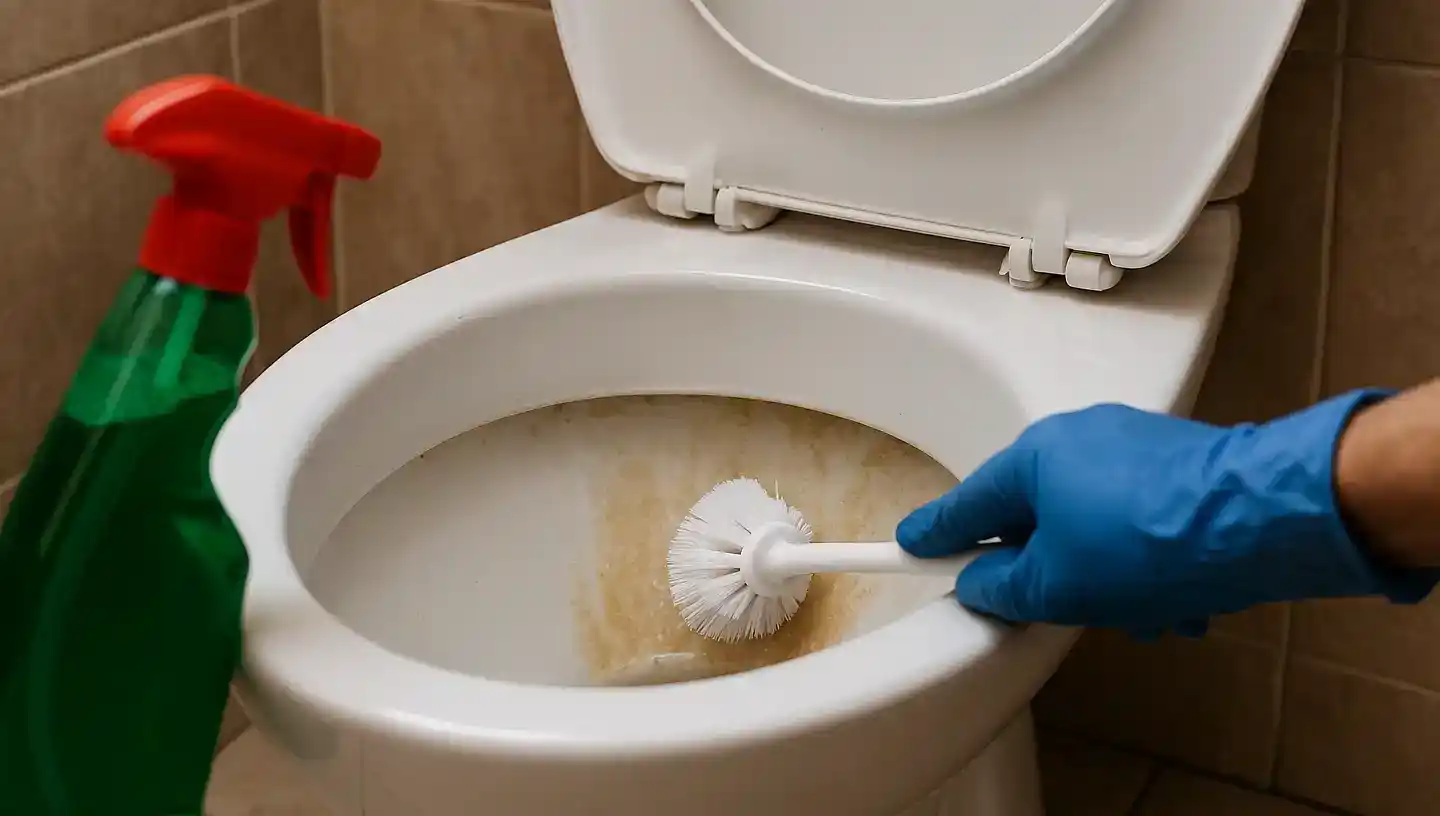 Cuvette de toilettes avec dépôts de calcaire