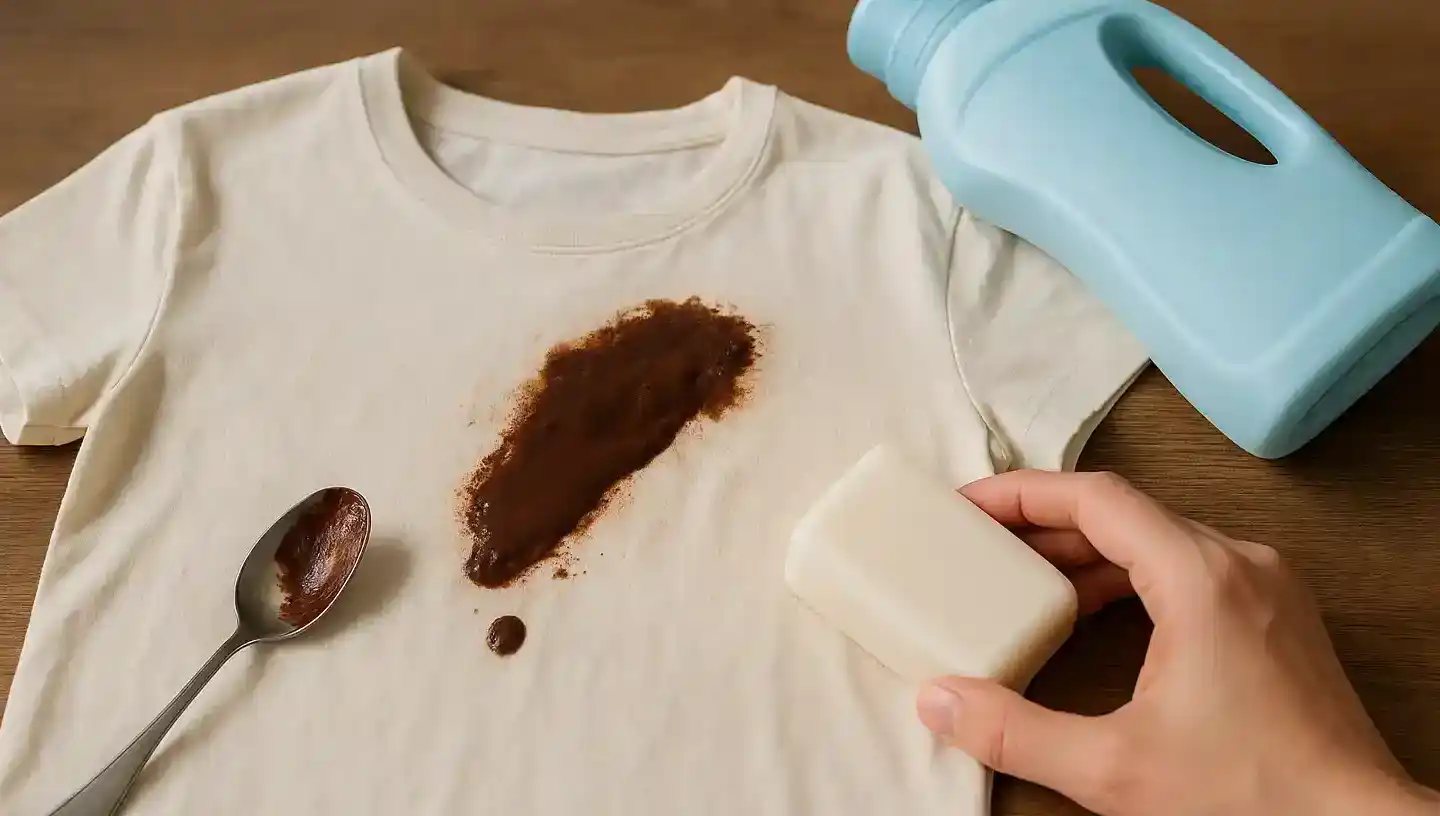 Tache de chocolat sur un vêtement et processus de détachage