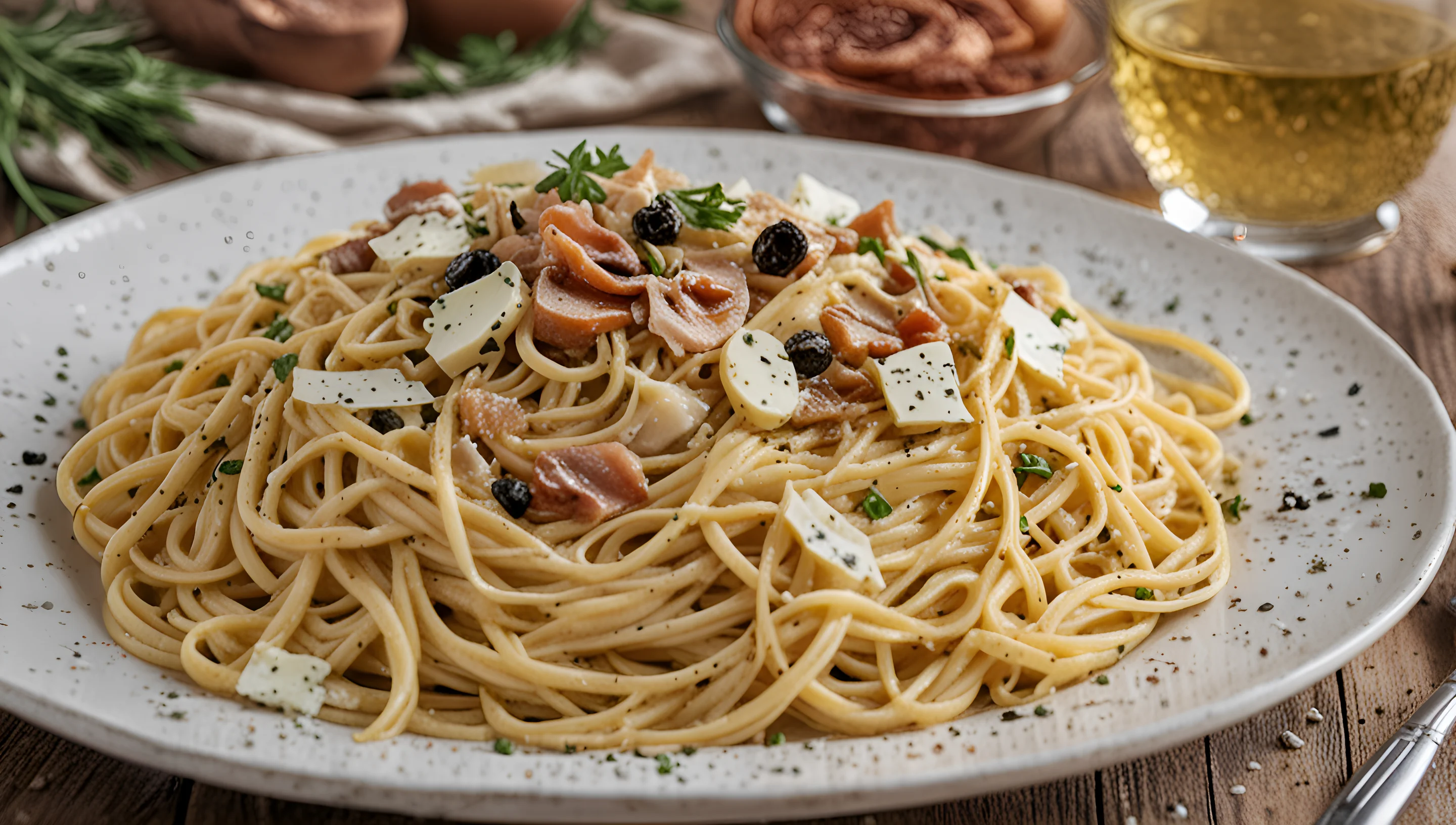 Assiette de spaghetti alla carbonara