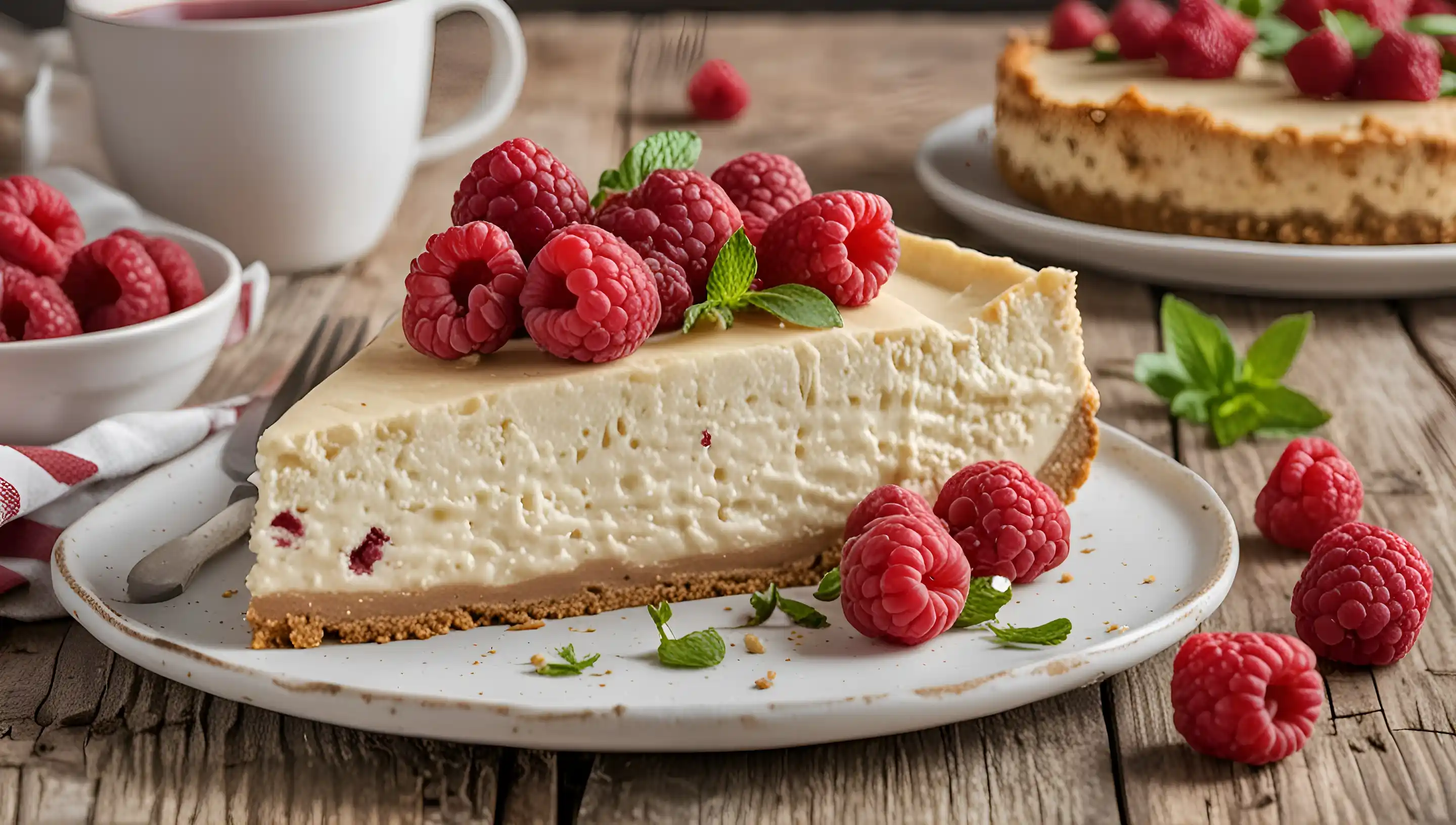 Cheesecake sans cuisson garni de fruits rouges