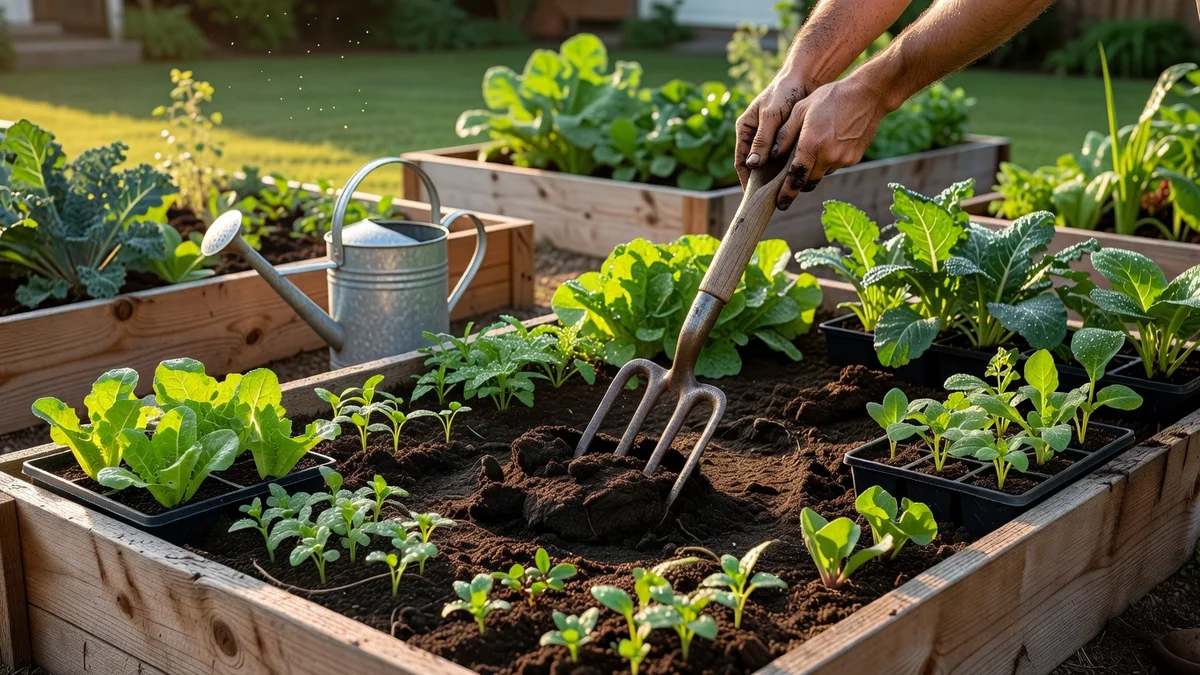 Potager surélevé avec légumes