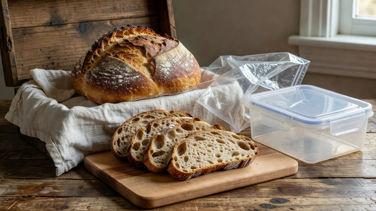 Pain frais posé sur une planche en bois