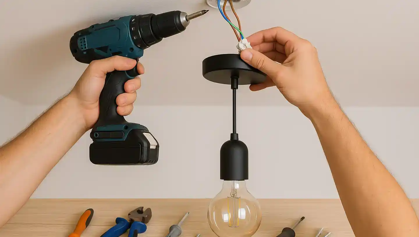 Installation d'une suspension au plafond - outillage et fixation