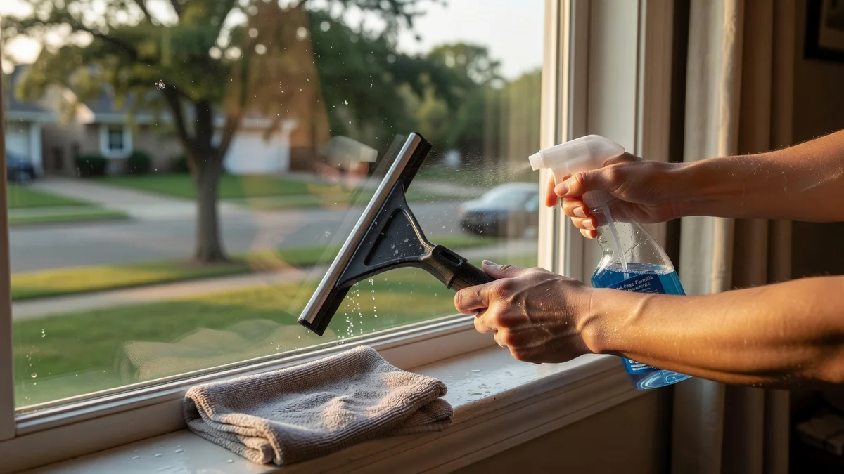 Fenêtre propre et brillante après nettoyage