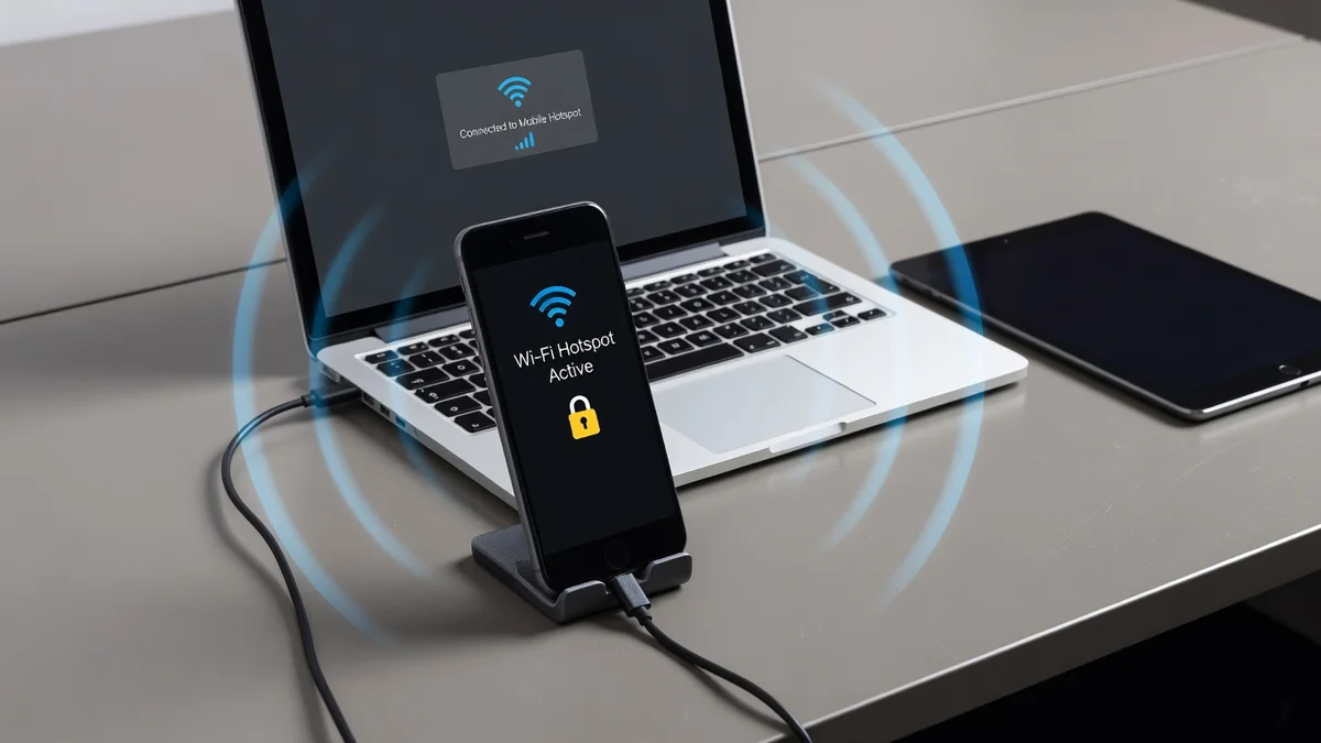 Smartphone partageant sa connexion via hotspot Wi-Fi