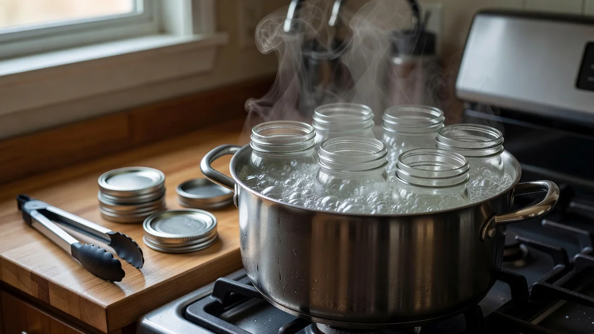 Bocaux en verre alignés pour la stérilisation