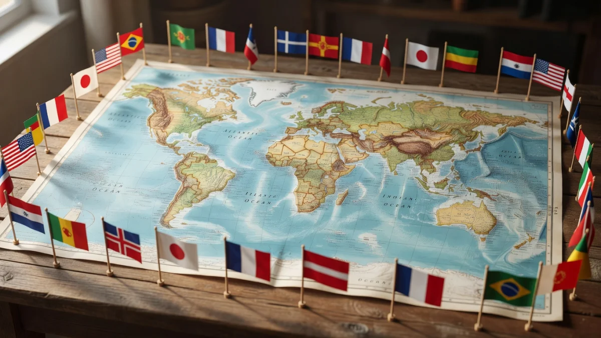 Carte du monde représentant tous les pays et continents
