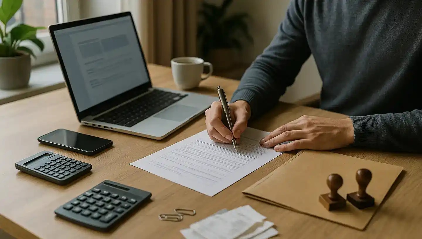 Personne remplissant des formalités administratives pour une micro-entreprise