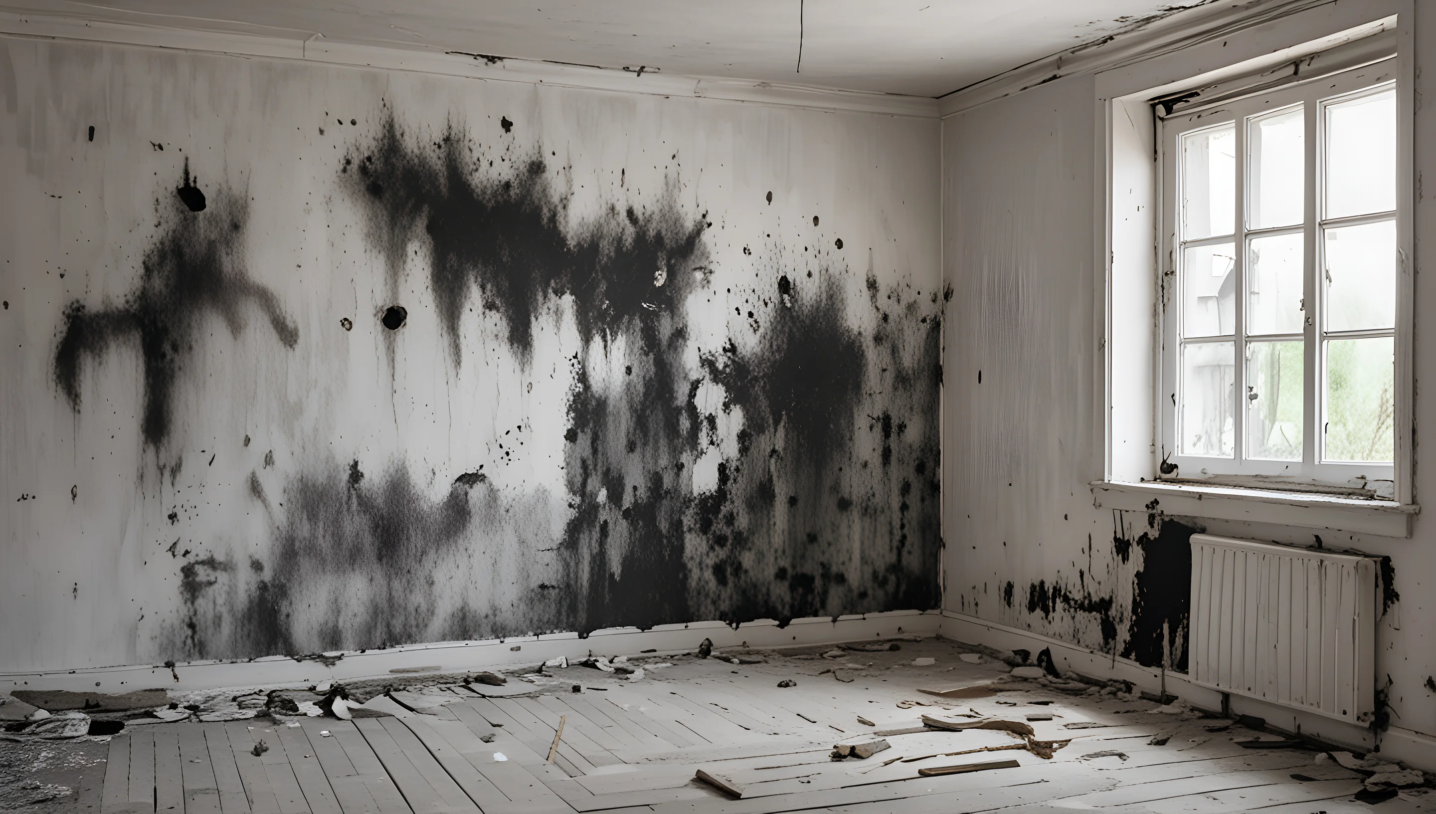 Moisissure sur un mur intérieur de chambre