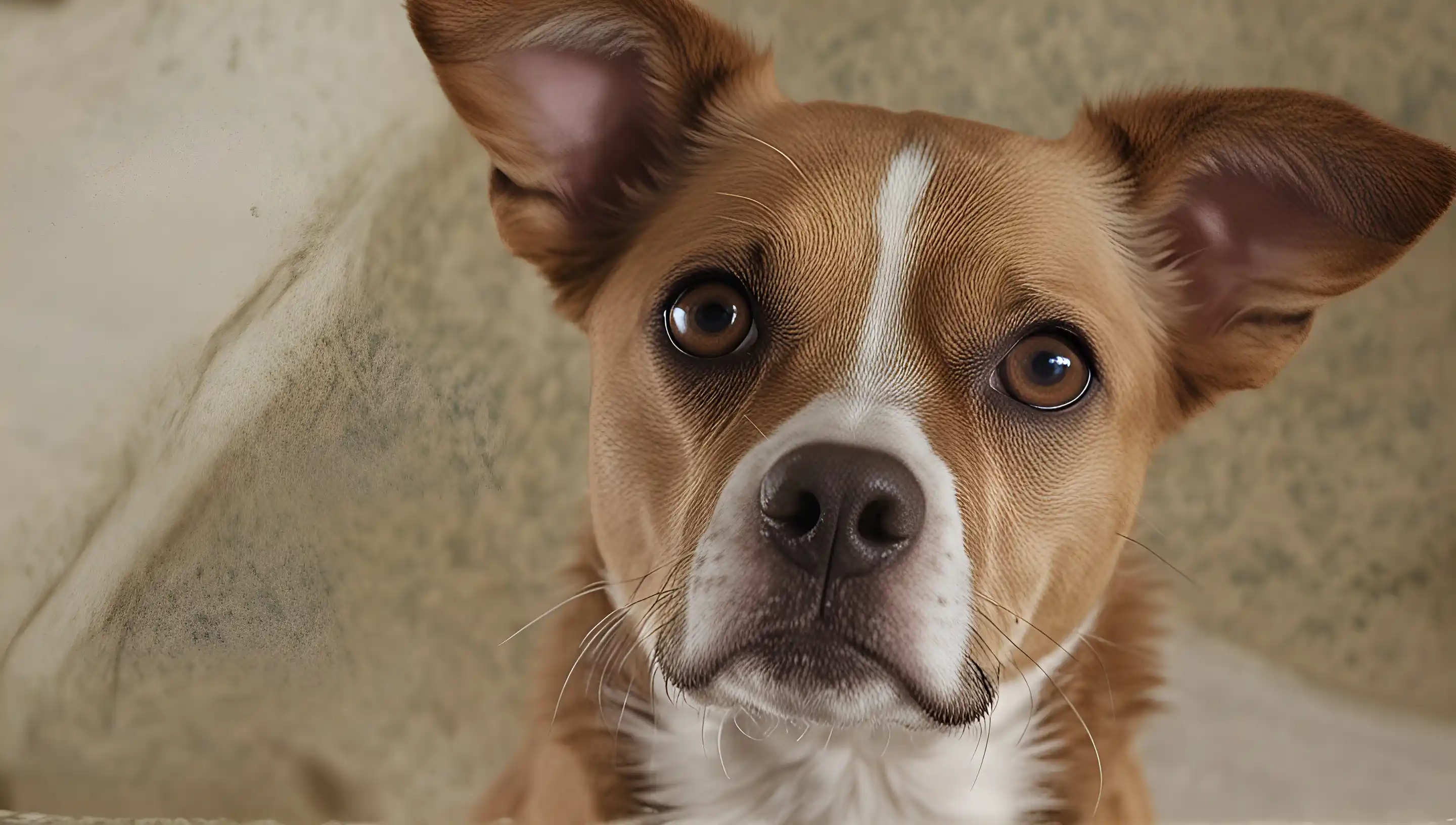 Chien inclinant la tête en écoutant son propriétaire