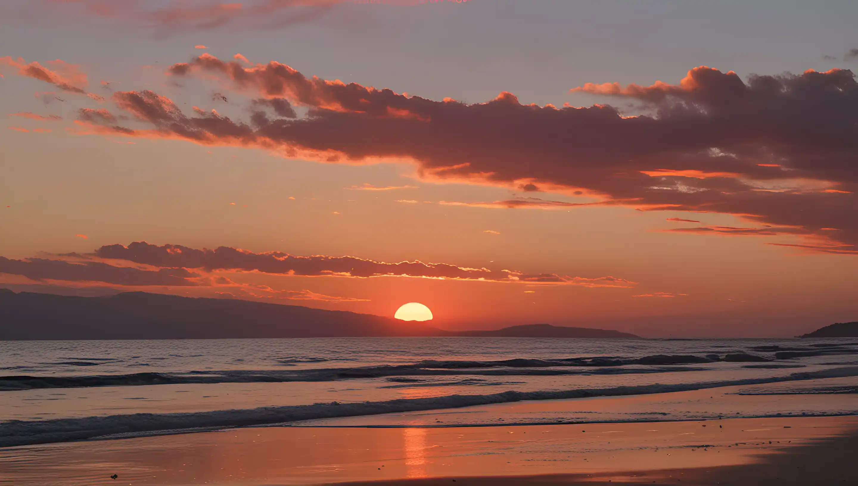 Coucher de soleil rouge orangé sur l'horizon