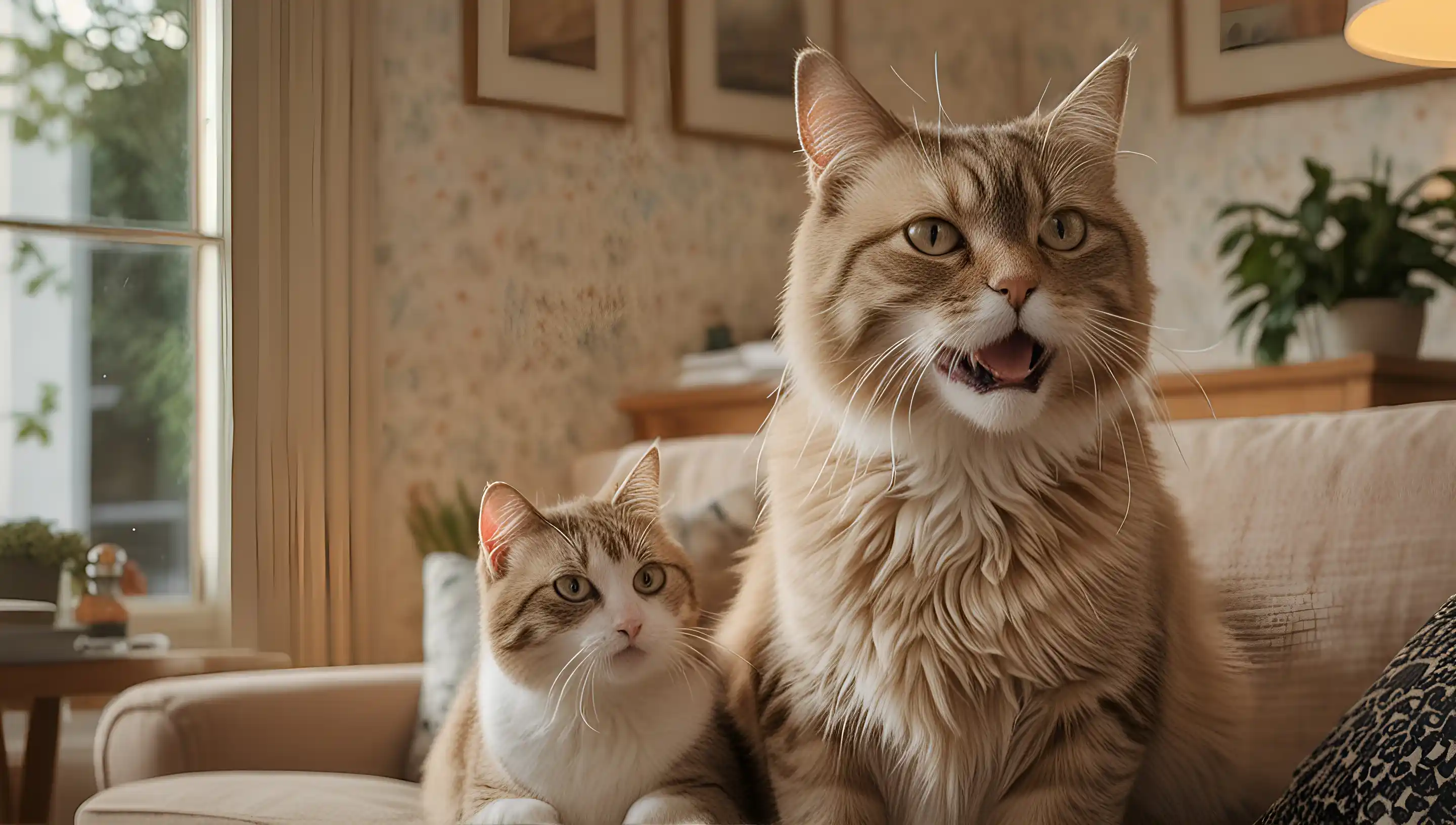 Chat qui miaule à la fenêtre