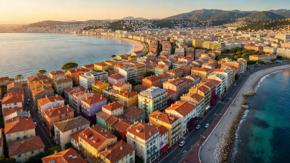 Vue aérienne de Nice avec ses différents quartiers et zones postales