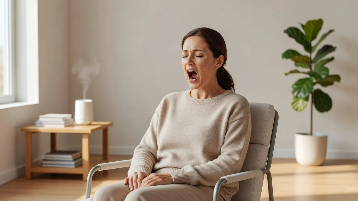 Personne bâillant, gros plan sur la bouche ouverte