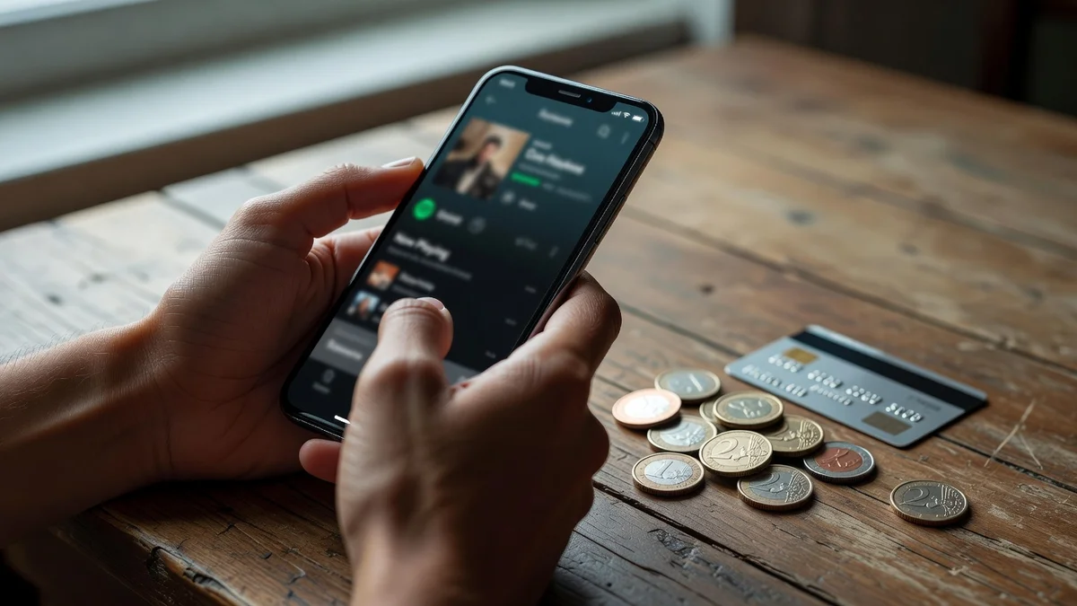 Illustration : interface Spotify et icônes d'abonnements