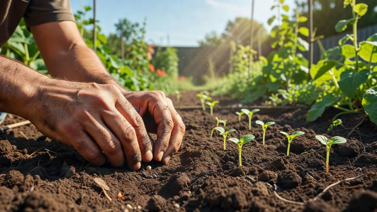 Semis de concombres en godets sur un rebord de fenêtre ensoleillé, prêts à être repiqués au jardin