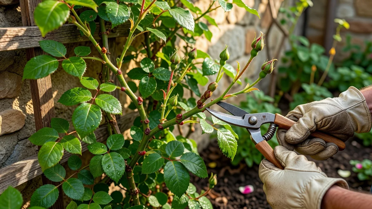 Taille d'un rosier grimpant au printemps
