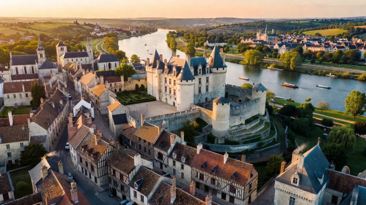 Vue aérienne de Blois et son château royal sur les bords de la Loire