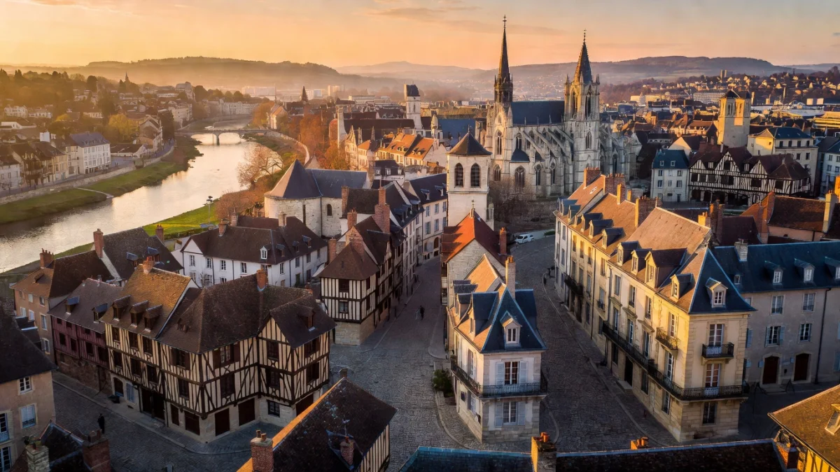 Vue de la ville de Limoges avec la cathédrale Saint-Étienne et les toits caractéristiques de la cité limousine