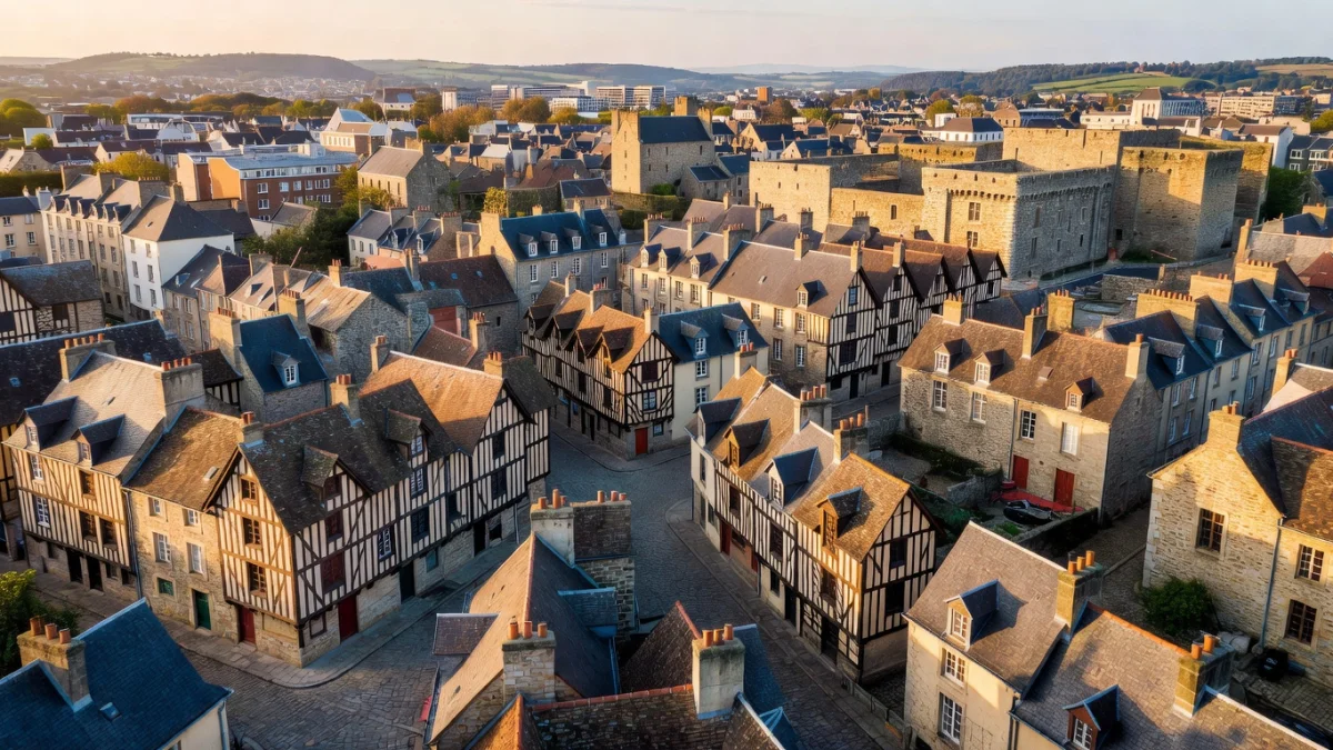 Vue aérienne du centre-ville de Rennes avec le Parlement de Bretagne