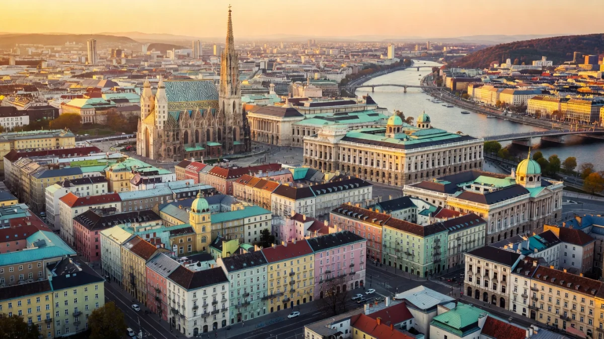 Vue panoramique de Vienne, capitale de l'Autriche, avec la cathédrale Saint-Étienne au premier plan