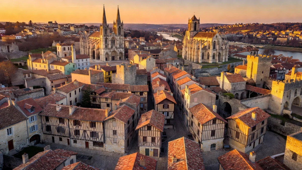 Vue aérienne de Poitiers, préfecture du département de la Vienne en Nouvelle-Aquitaine