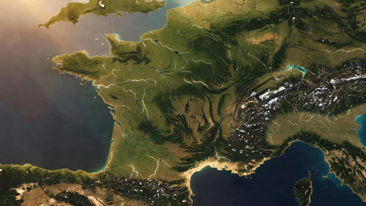 Carte de France métropolitaine et territoires ultramarins illustrant la superficie totale du pays