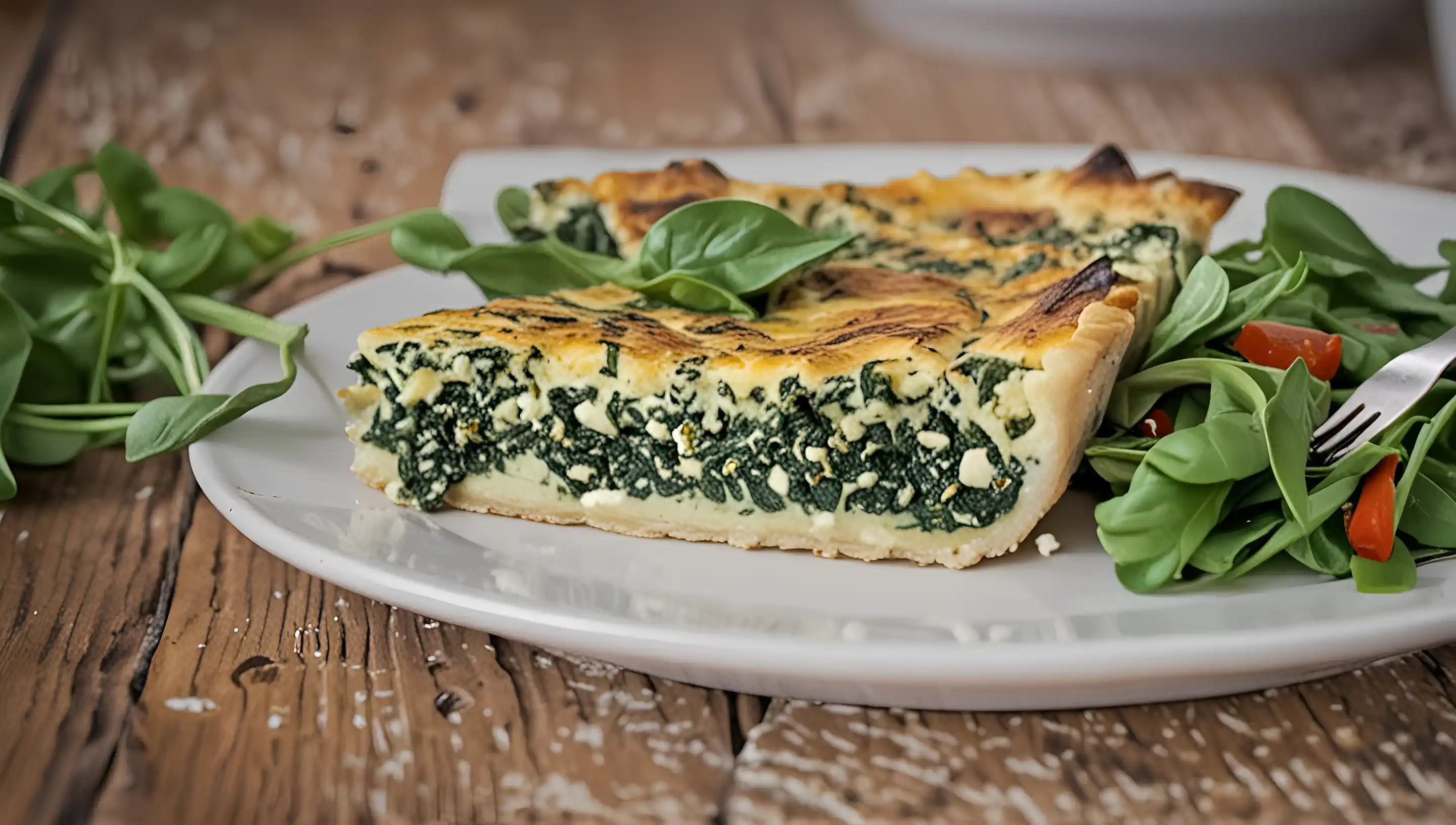 Quiche sans pâte légère servie avec salade