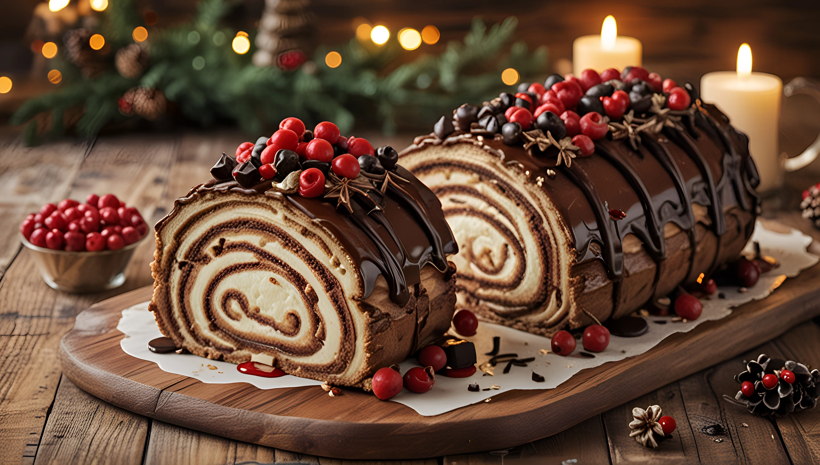 Recette de bûche de Noël : vanille & fruits rouges ou chocolat