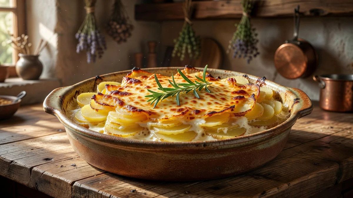 Gratin dauphinois traditionnel doré et crémeux