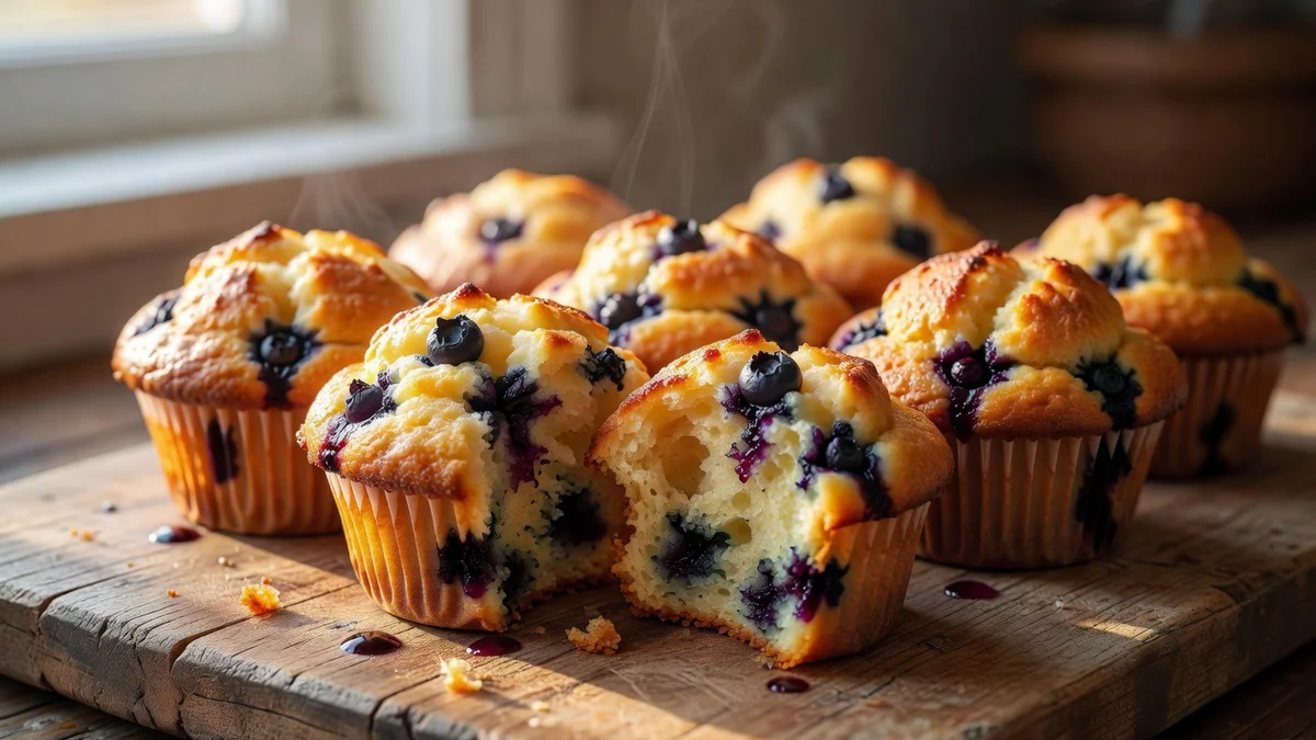 Muffins aux myrtilles moelleux