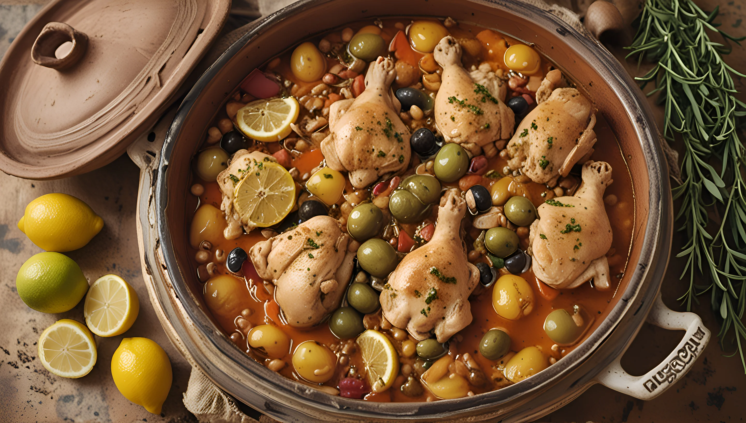 Recette : Tajine de poulet au citron et aux olives