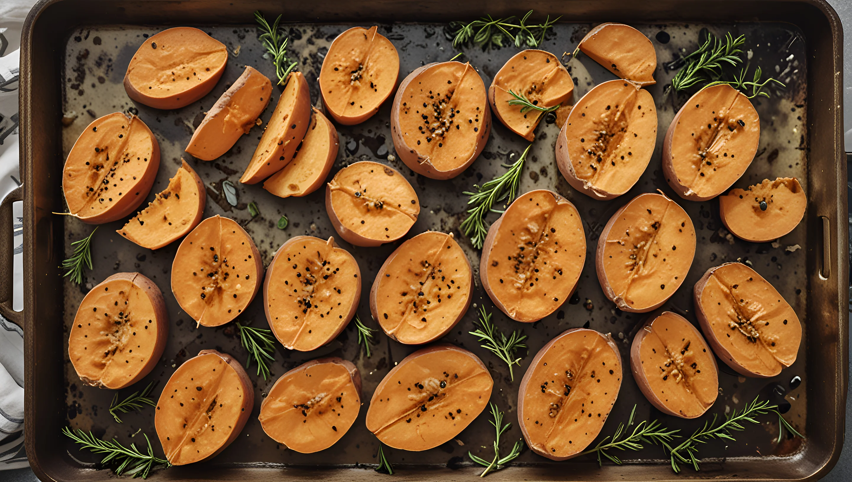 Patates douces rôties au four